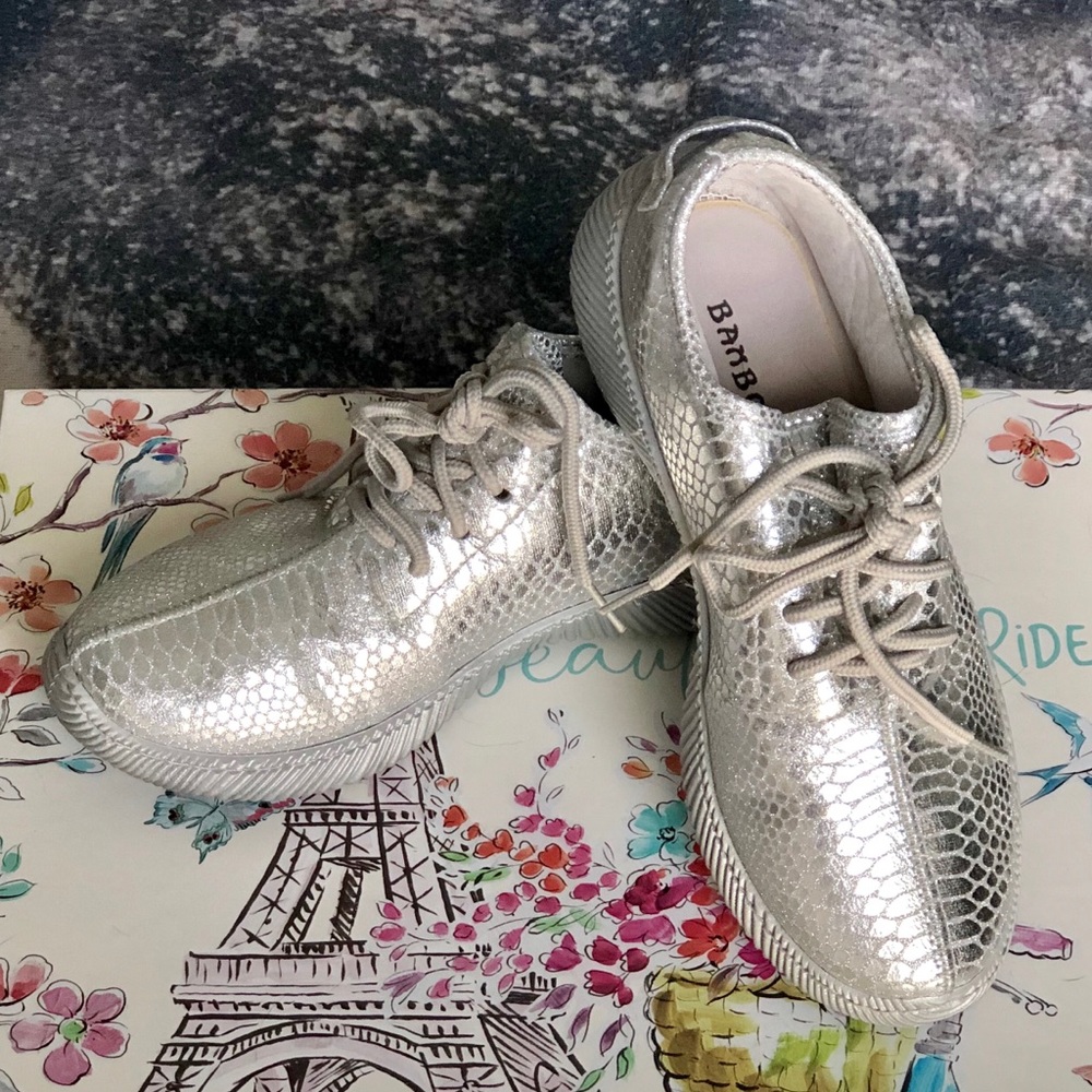 Snakeskin Shiny Silver Sneakers